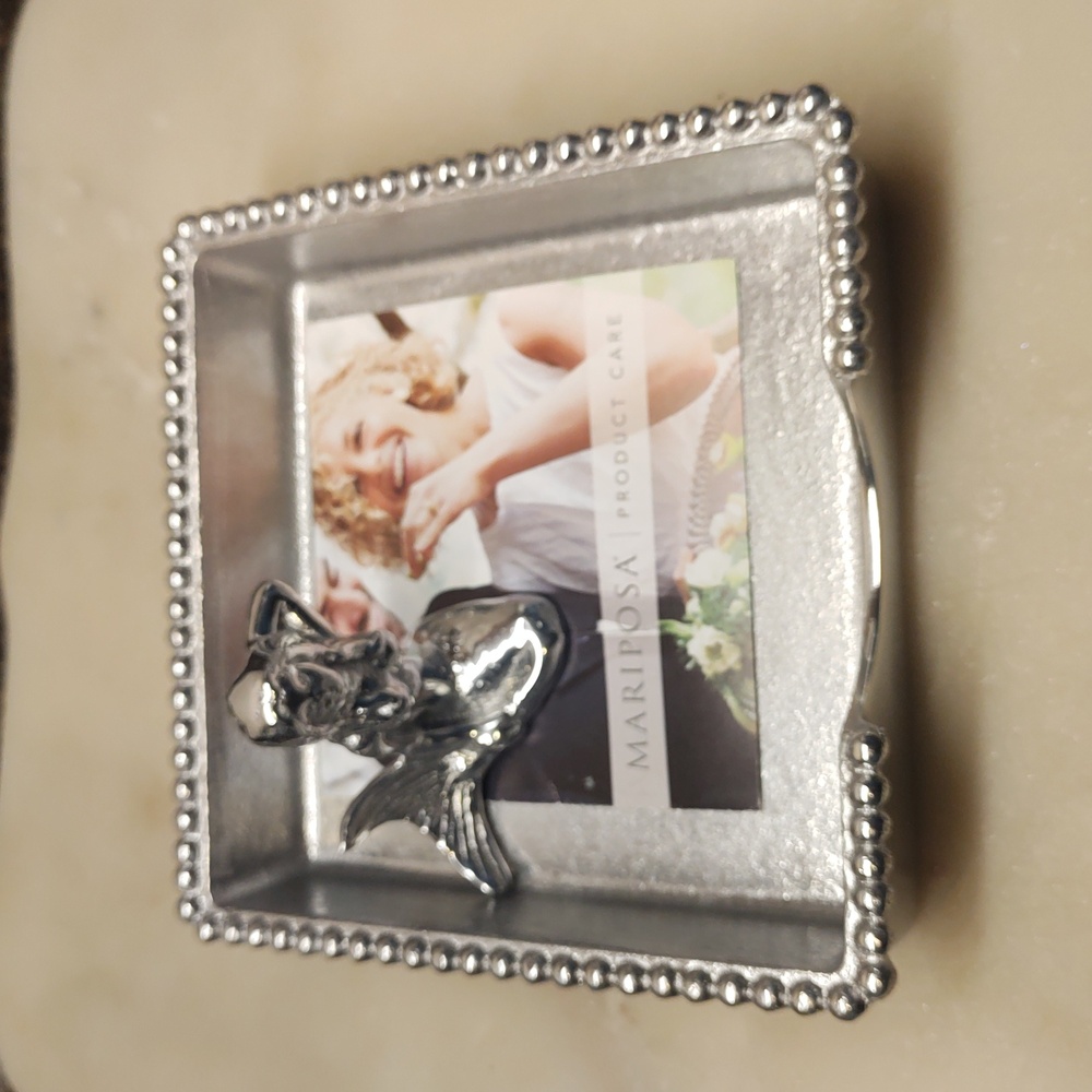 Final Sale!🔥NEW! Mariposa RARE Silver Mermaid Napkin Box And Mermaid Weight - Picture 4 of 16